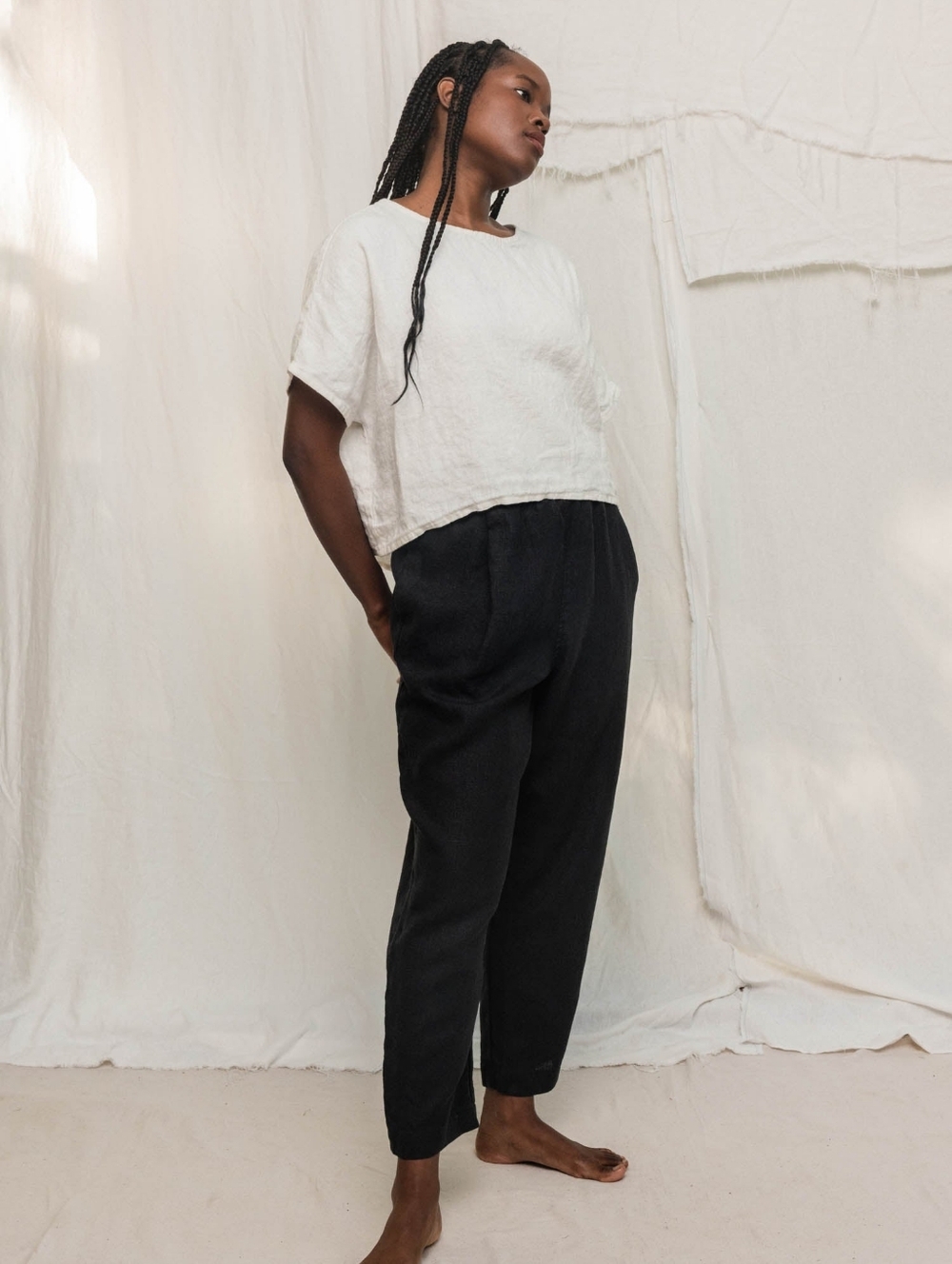 Elizabeth Suzann Andy Midweight 100% Linen Trouser Pants Small Regular